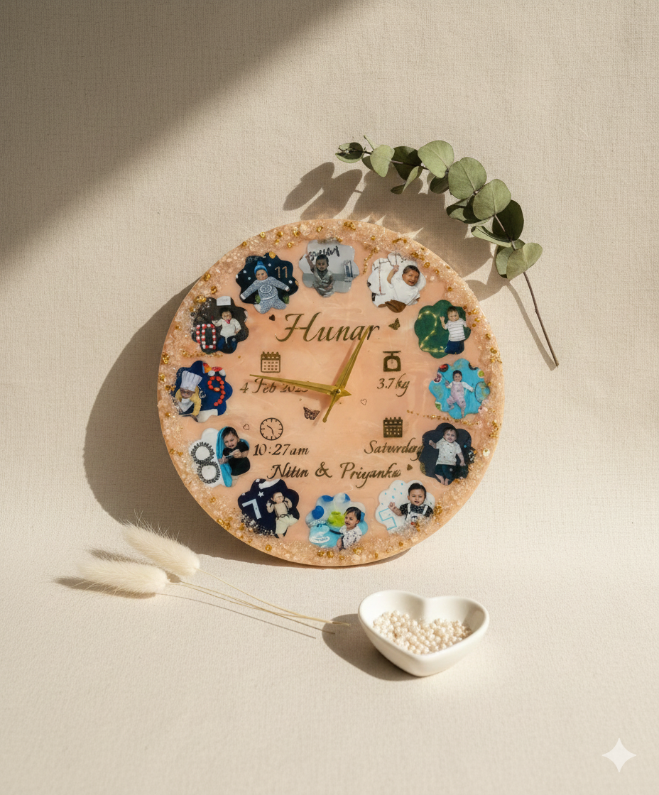 Personalized Resin Birth Details Clock - A Forever Keepsake